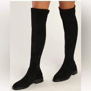 NWOB Steve Madden Lizbeth Black Suede Over-the-Knee Boots Sz 6.